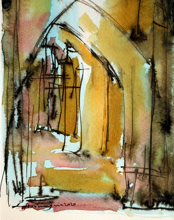 ALLEYS(10), WATERCOLOR ON PAPER, 17X 25 CM