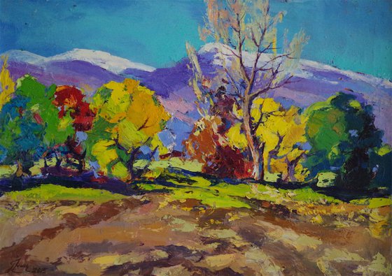 Autumn Palette Landscape Original oil Painting, Impressionism, Painting on canvas, Signed, One of a Kind