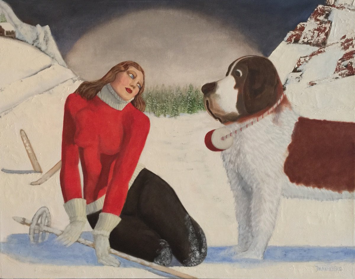 Impressionistic Portrait Oil Painting By Leslie Dannenberg, 28 X 22", The Rescue, Sides Painted, Original Artwork