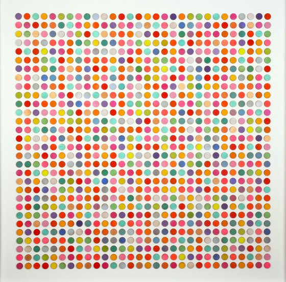 900 Candy Dots original 3D collage Painting