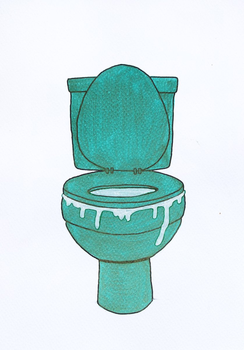 Surrealistic Cityscapes Painting By Andromachi Giannopoulou, 7 X 10, Toilet Dream Flooded, Original Artwork