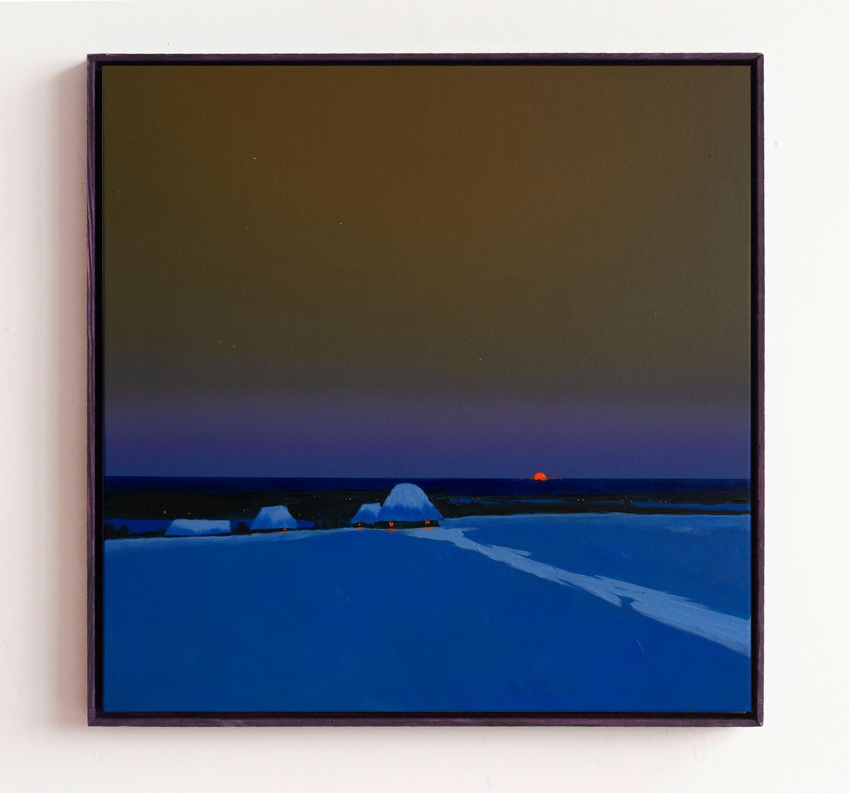 Impressionistic Landscape Acrylic Painting By Bohdan Katolyk, 28 X 28, Winter Sunset, Original Artwork