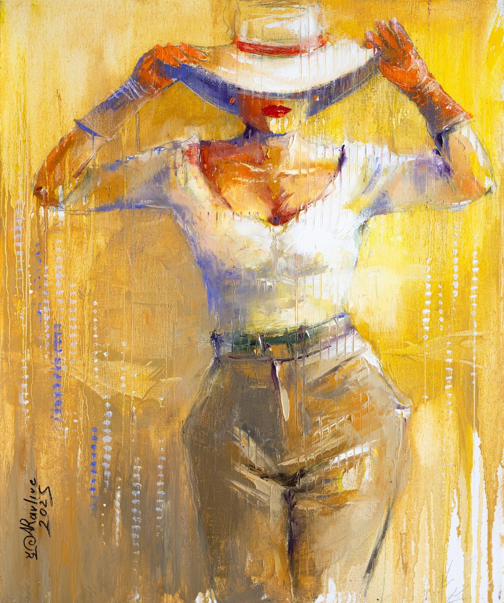 Impressionistic Portrait Oil Painting By Anna Ravliuc, 20 X 24, Safari Girl, Original Artwork