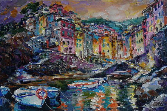 Magical evening in Riomaggiore, Italy