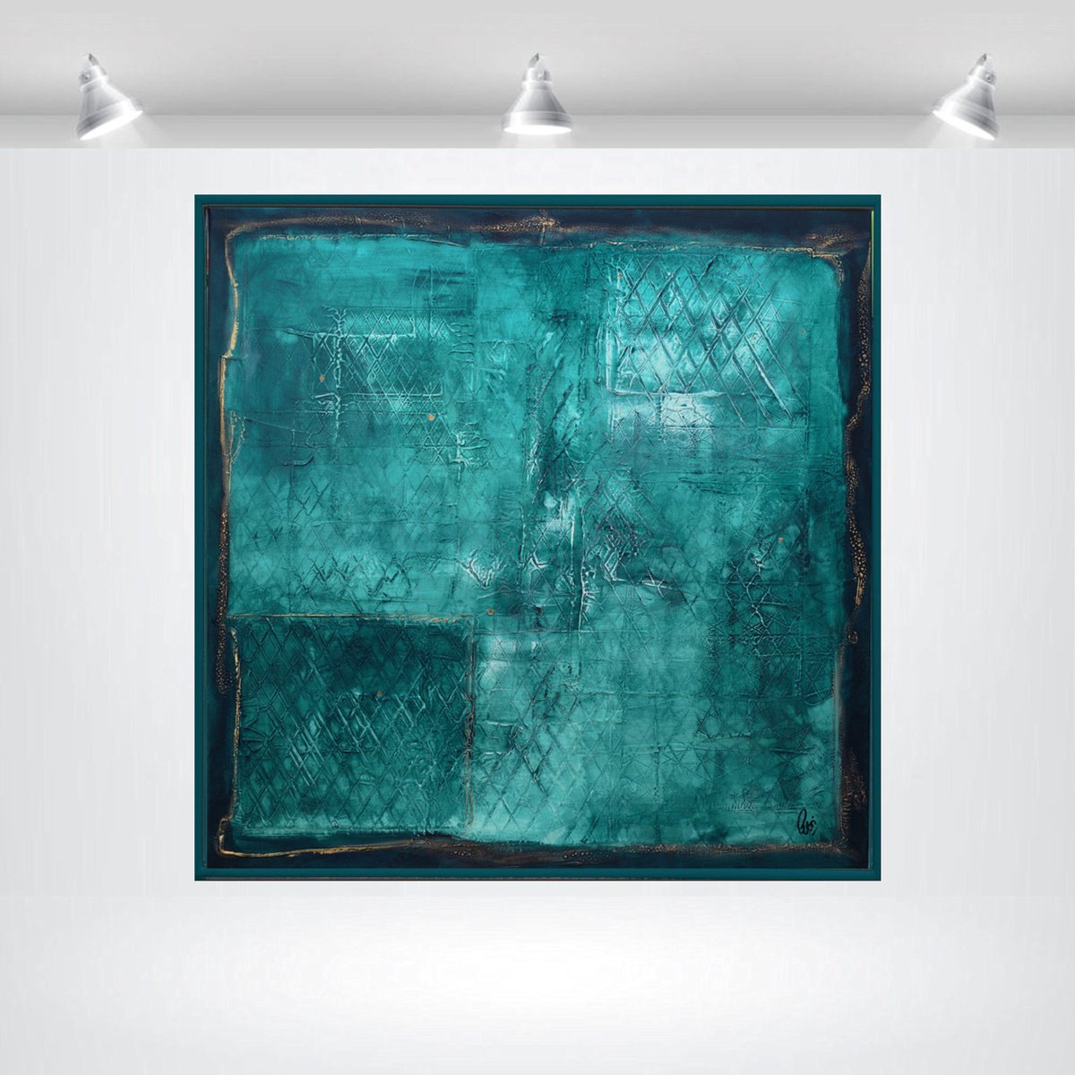 Abstract Acrylic Painting By Edelgard Schroer, 33 X 33, Blue Monochrome, Original Artwork