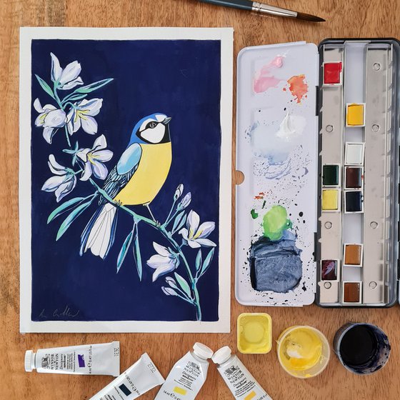 Bluetit and Bellflower