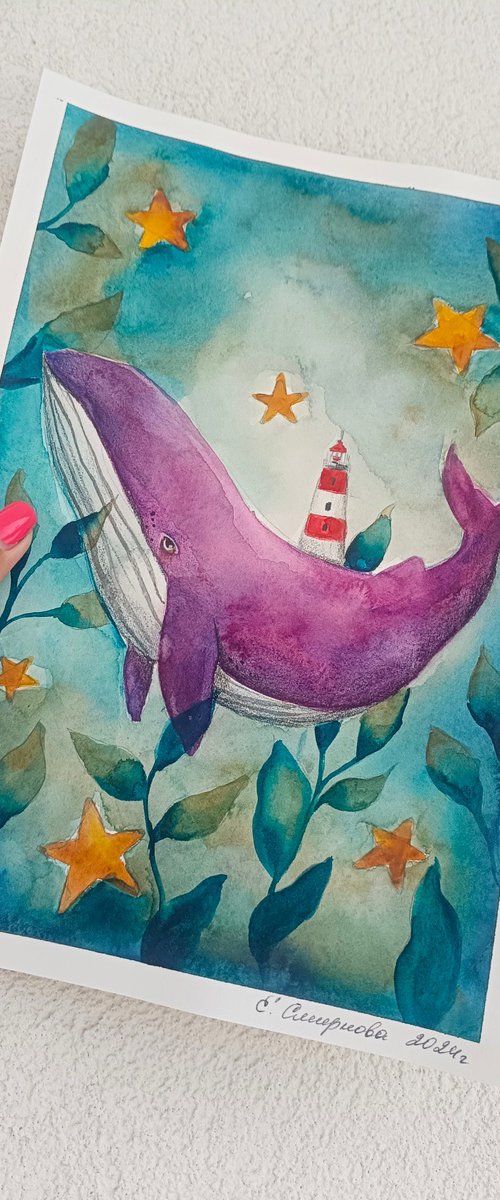 Purple whale (small) by Evgenia Smirnova