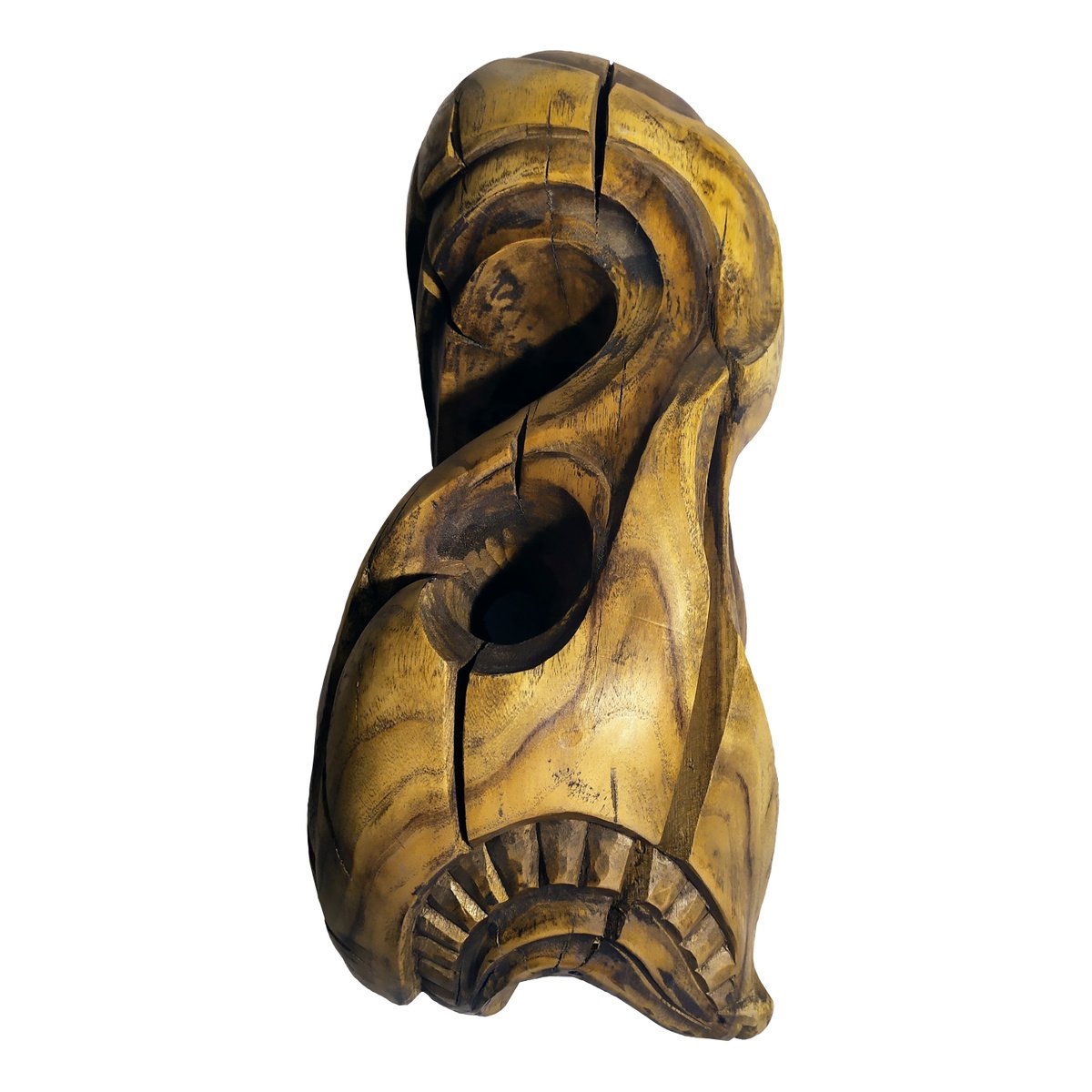 Expressive Abstract Wood Sculpture By George Troyanov, 16 X 6, Metamorphosis, Original Artwork