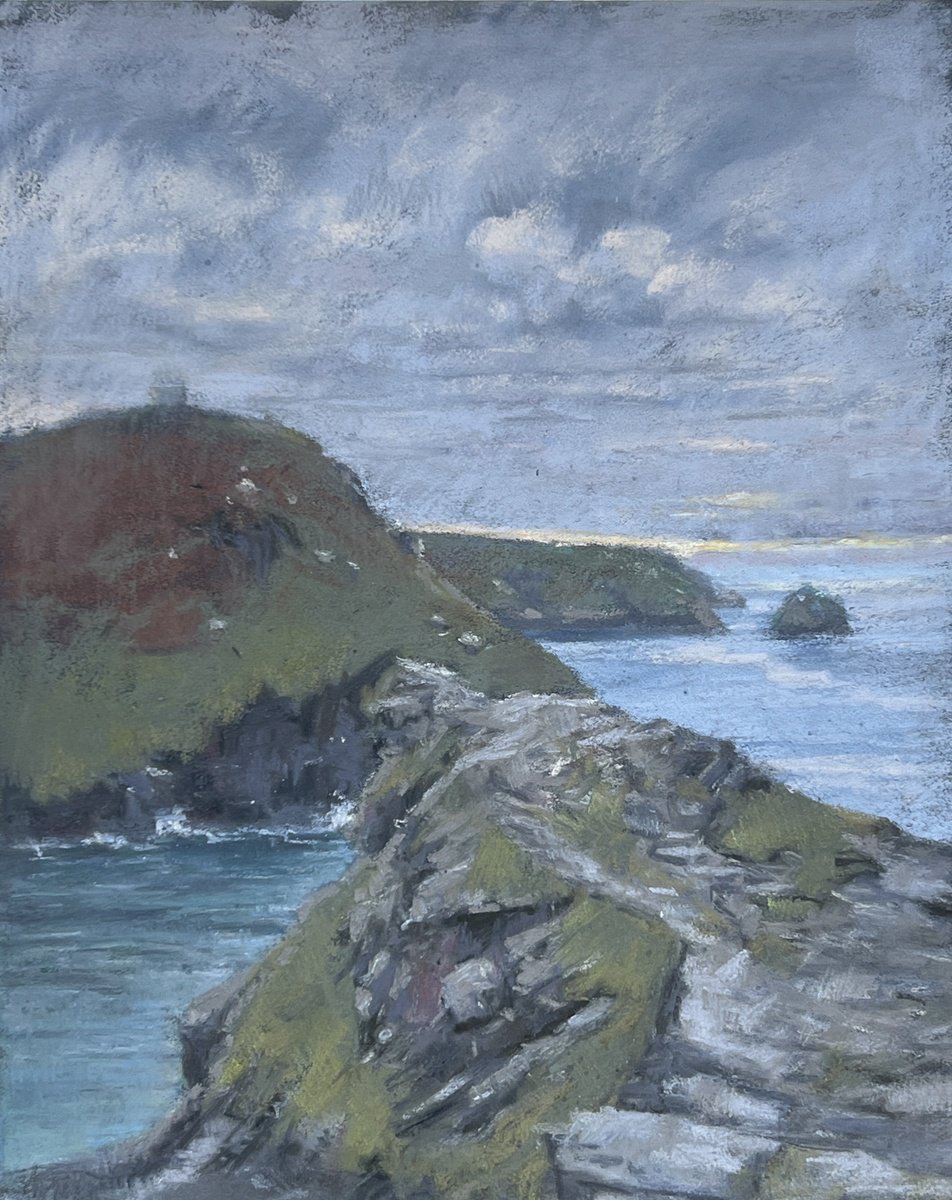 Grey skies over Boscastle by Louise Gillard