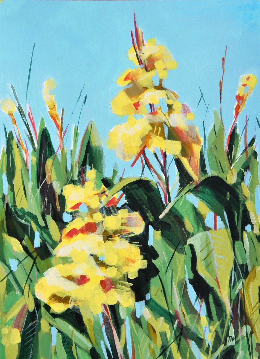 Impressionistic Botanical Acrylic Painting By Irina Plaksina, 12 X 16, Holidays In Greece, Original Artwork