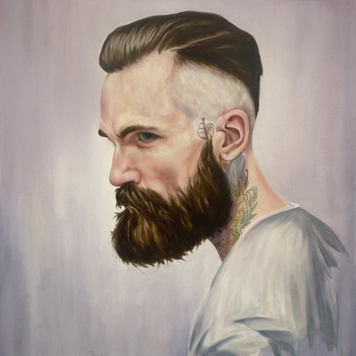 Urban And Pop Portrait Oil Painting By Mullo Art, 39 X 39", In The Realms Of The Unreal, Original Artwork