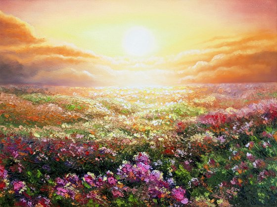"Sea of flowers", landscape painting
