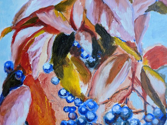 Wild grapes original oil painting wall decoration