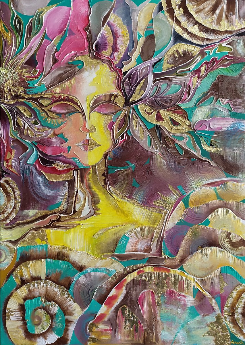 Surrealistic Portrait Oil Painting By Arevik Gasparyan, 20 X 28, Mystic Metamorphosis, Original Artwork