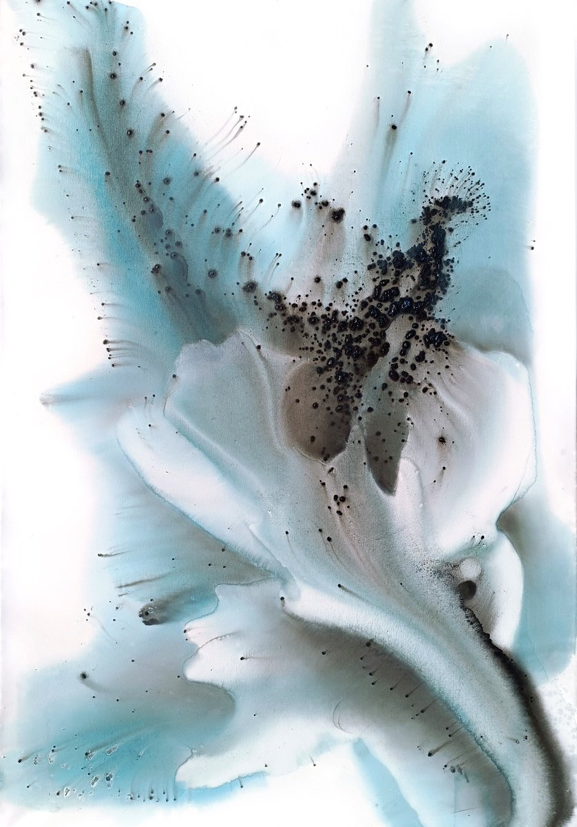 Abstract Botanical Acrylic Painting By Muriel Napoli, 39 X 55", Nature 419, Original Artwork