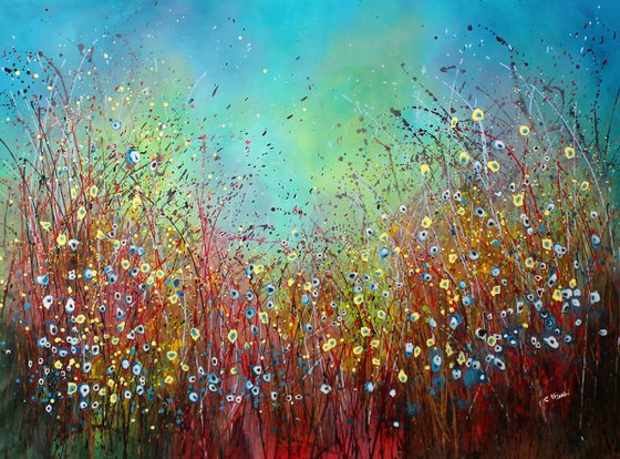 Mystical Gardens #9 - Super sized original abstract floral painting