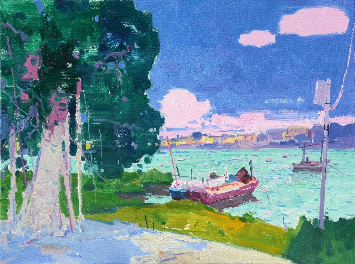 Impressionistic Landscape Oil Painting By Jianzhe Chon, 31 X 24, Port 221, Original Artwork