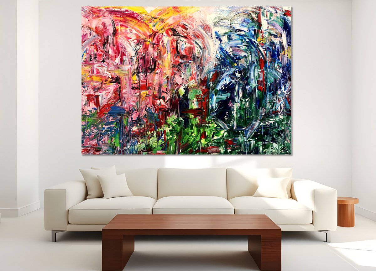 Organic Abstract Acrylic Painting By Estelle Asmodelle, 67 X 47, Seeing Beyond Atlantis, Original Artwork