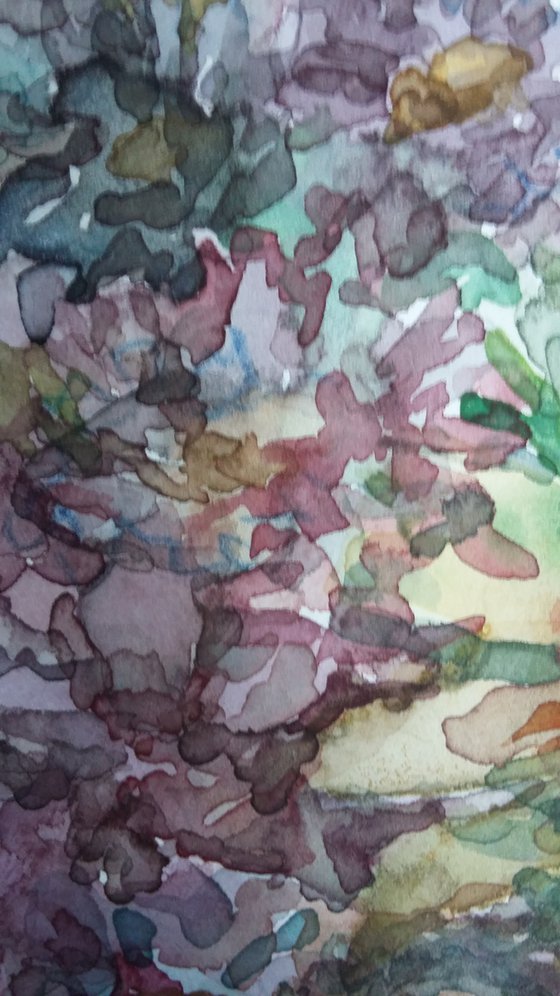 Flower bed. Original watercolour painting.