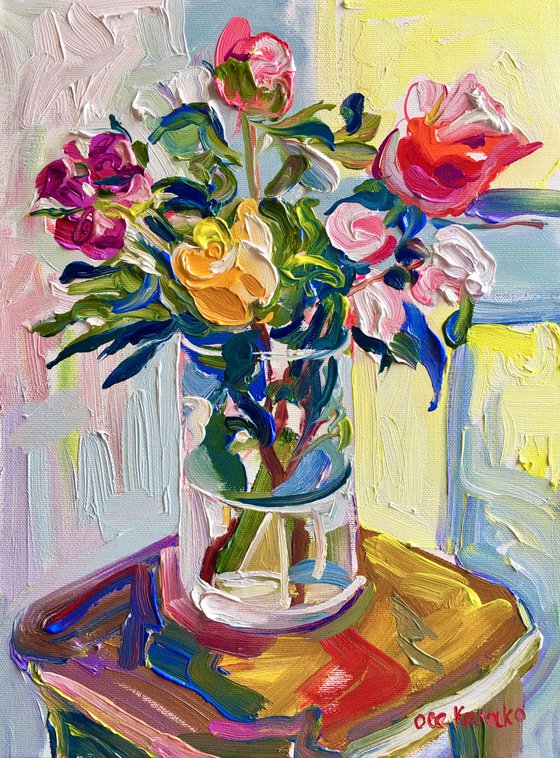 Still life with colorful roses