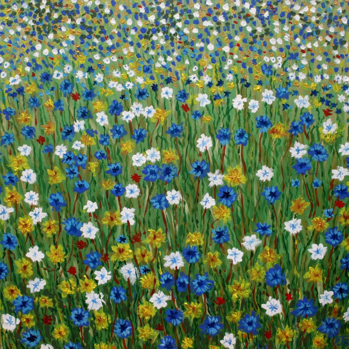 Cornflower Meadow Painting by Paul J Best | Artfinder