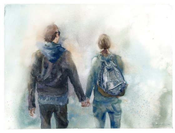 Two.   Original Watercolor Painting