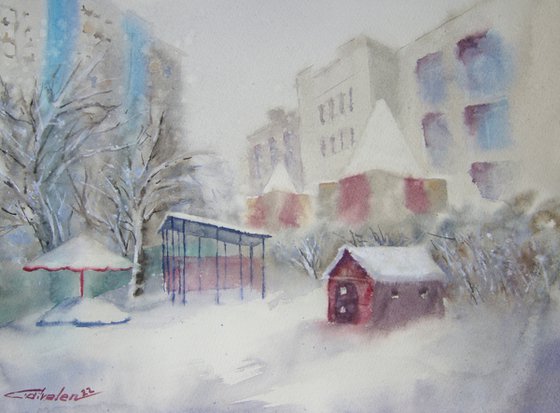 Urban winter scene