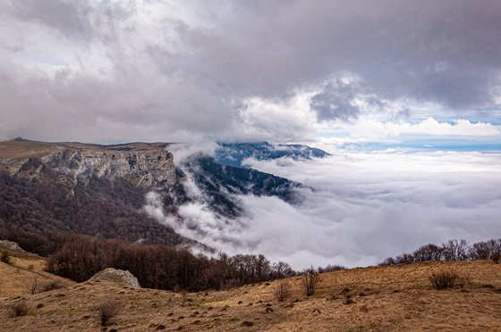 Clouds on a mountain plateau