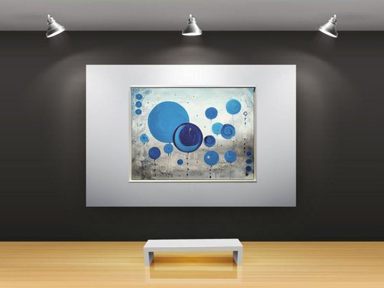 Blue Balloons - Abstract - Acrylic Painting - Canvas Art - Framed Painting - Wall Art - Blue Painting