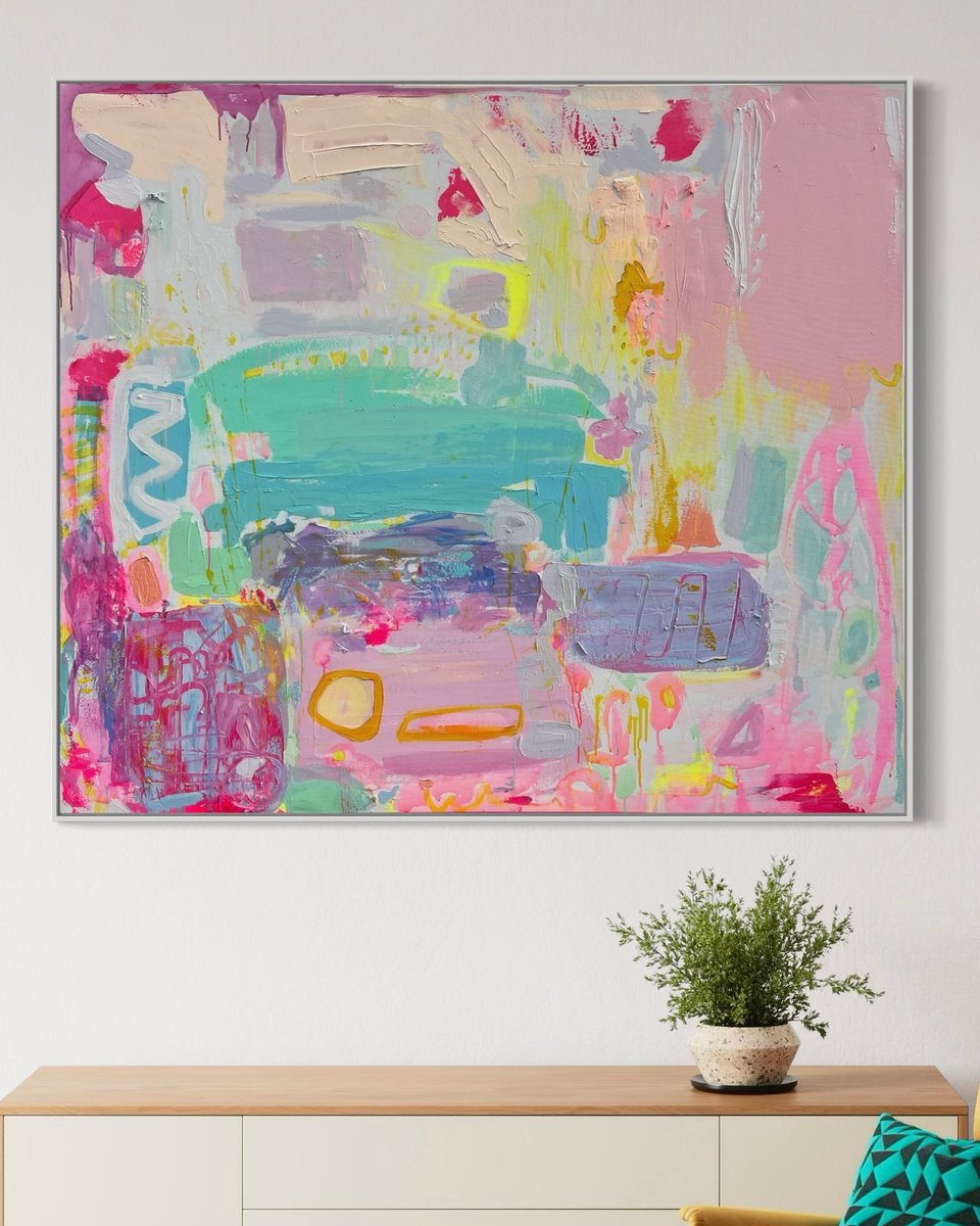 Organic Abstract Acrylic Painting By Kathryn Sillince, 60 X 52", 