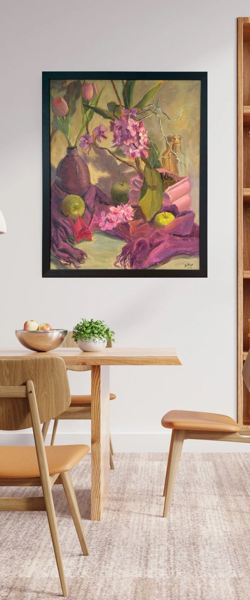 Arrangement in Green and Purple by Nithya Swaminathan