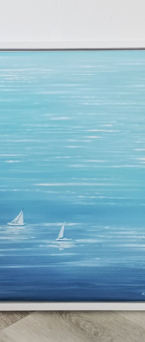 Blue Ocean / In the morning. Serene painting by Elena Mosurak