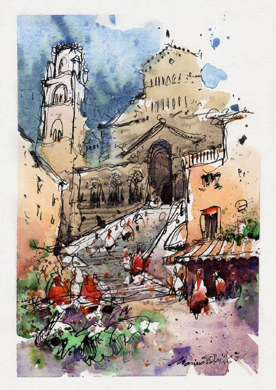 Amalfi, ink and watercolor.