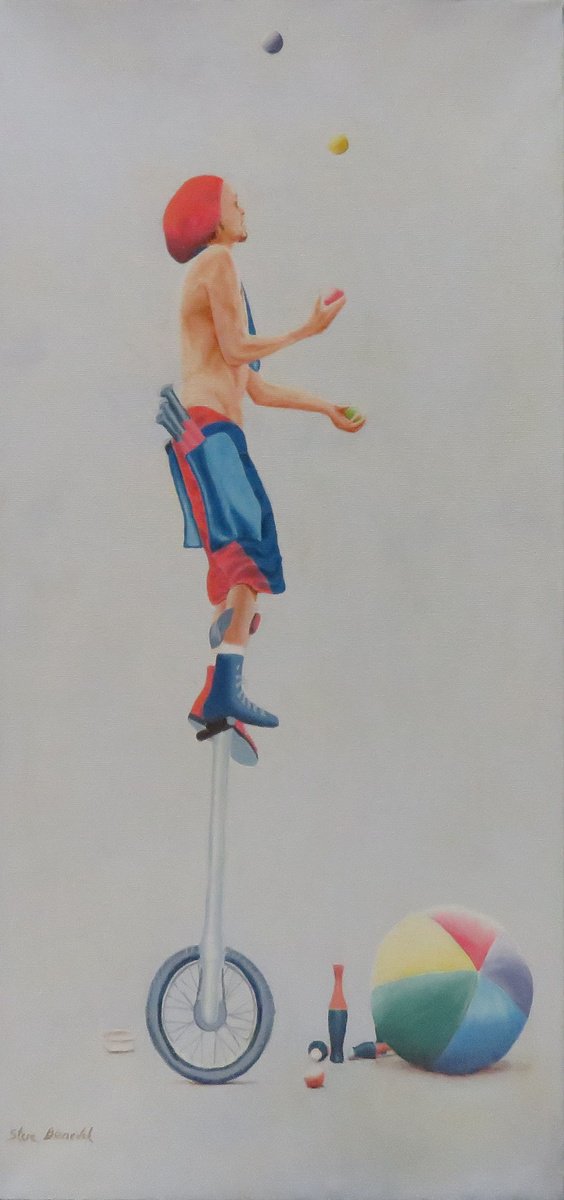 Photorealistic Portrait Oil Painting By Stephen Benedek, 12 X 24", Busker, Original Artwork