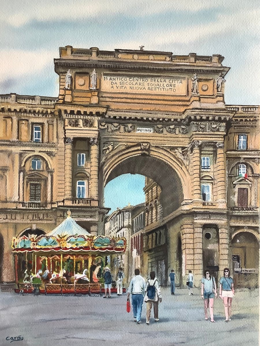 Impressionistic Cityscapes Watercolour By Darren Carey, 11 X 15, Florence, Original Artwork