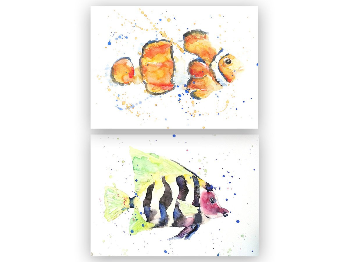 Set of 2 Clown fish by Tanya Amos