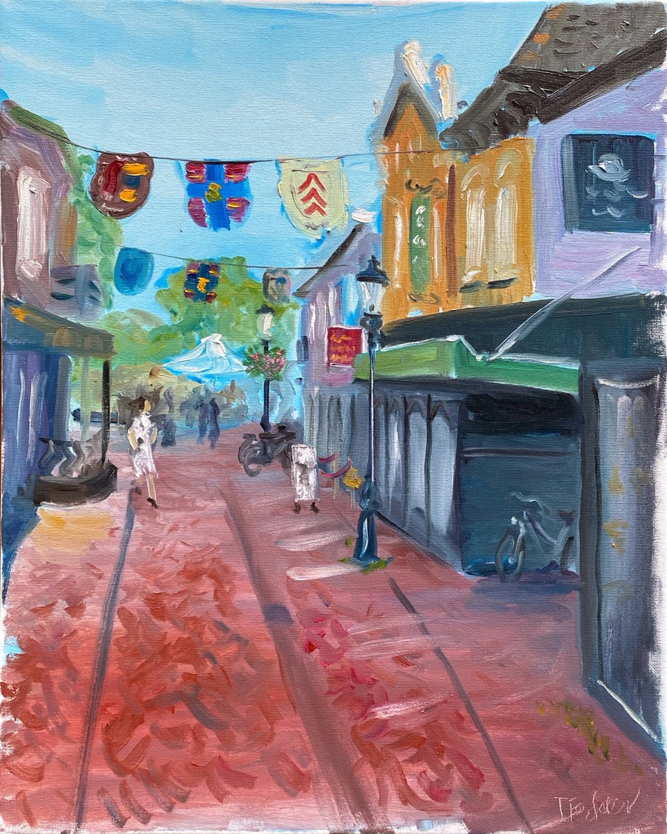 Impressionistic Cityscapes Oil Painting By Dmitry Fedorov, 16 X 20, Sallandseatraat In Coevorden, Original Artwork