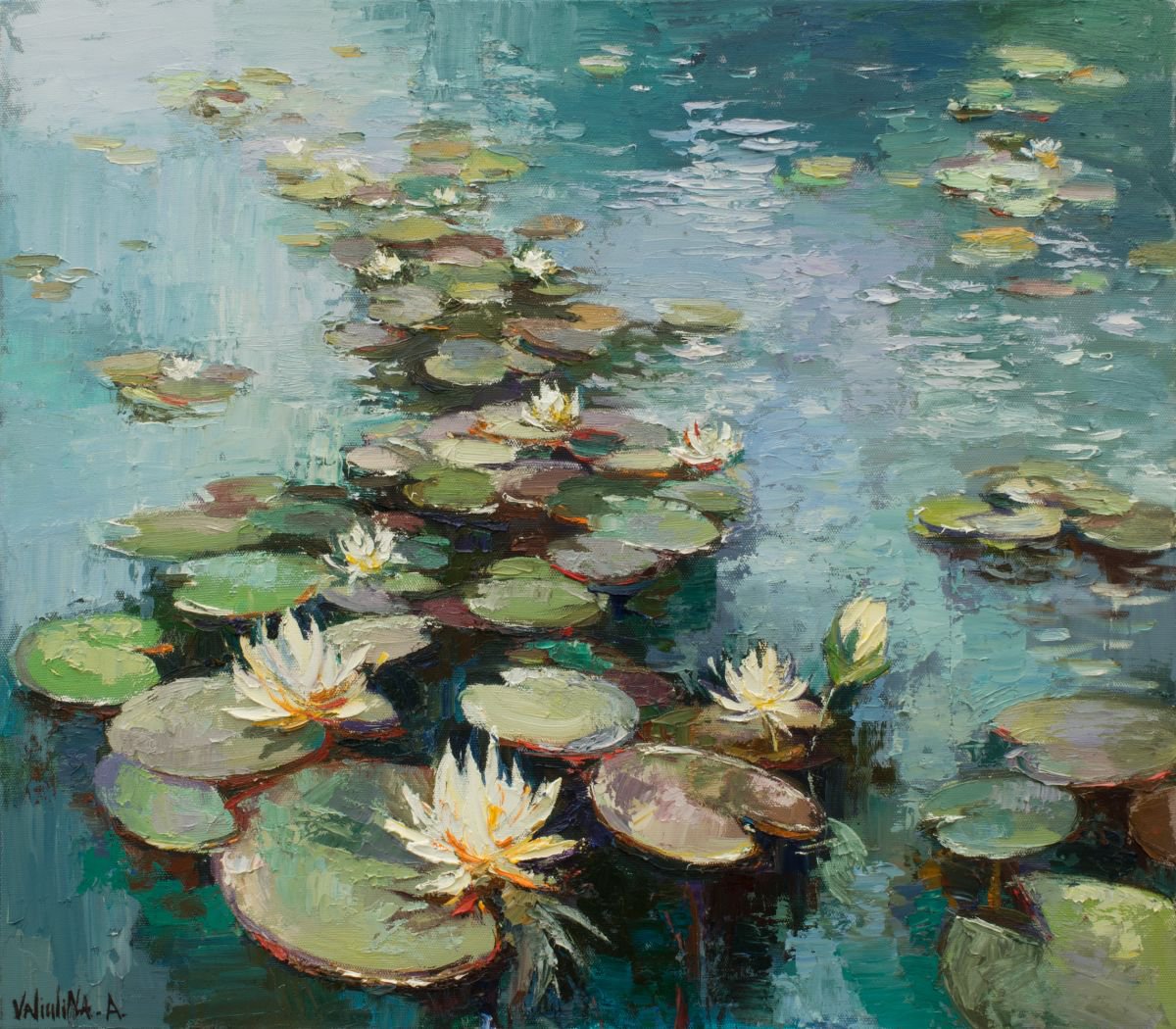 Water lilies Original Oil painting Artfinder