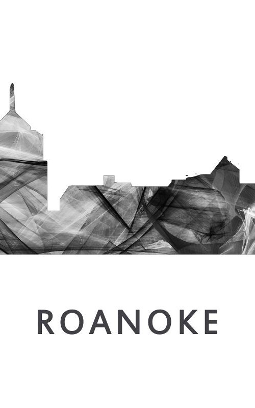 Roanoke Virginia Skyline WB BW by Marlene Watson