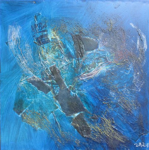 big blue mixedmedia oil on canvas by Sonja Zeltner-Müller