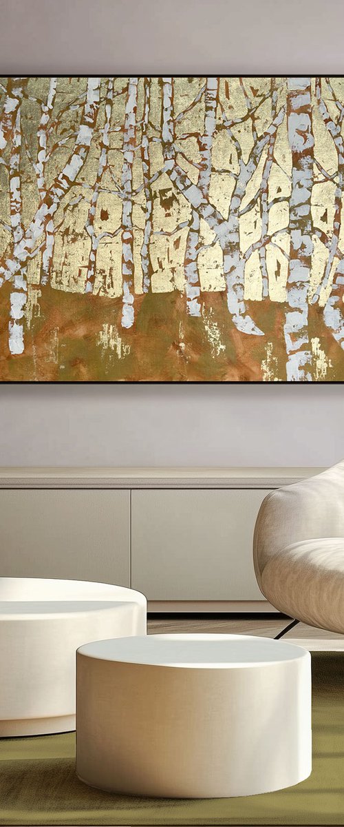 Golden Hour in a Birch Forest by Ekaterina Prisich