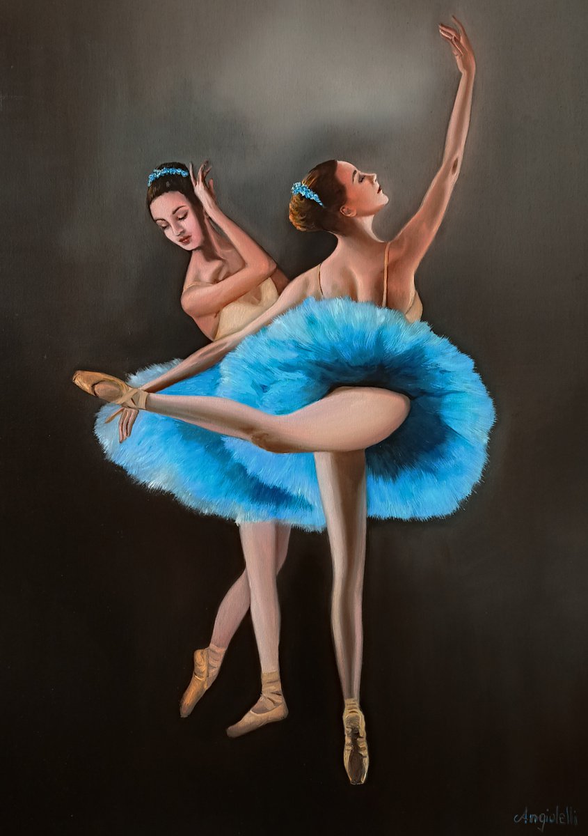 Photorealistic Portrait Oil Painting By Anna Rita Angiolelli, 20 X 28, Prove Di Danza, Original Artwork