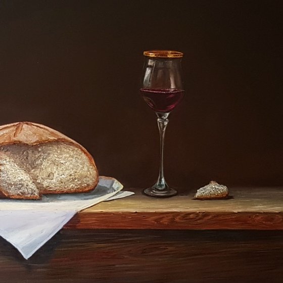 Share some bread and wine 32"x24"