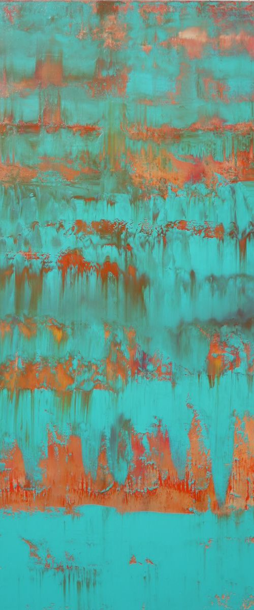 Aqua Turquoise Green Abstract One by Robert Lynn