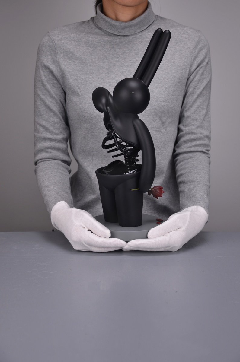 Urban And Pop Animal Sculpture By Mr Clement, 6 X 16", Ribs Of Amour - Black, Original Artwork