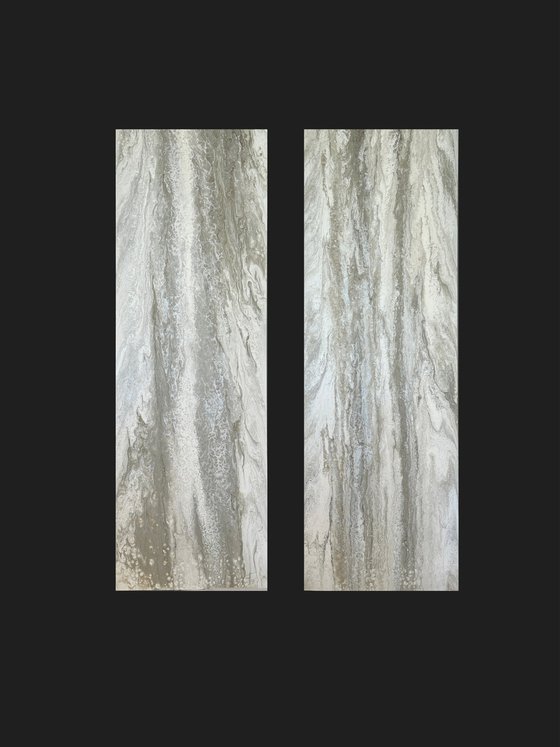 Voile — Neutral Abstract Diptych