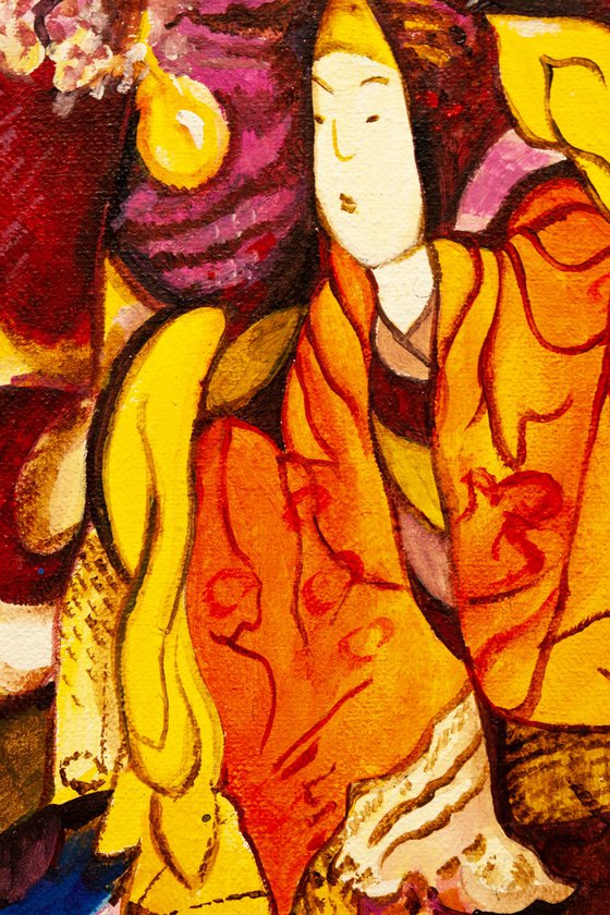 Portrait of a woman in a kimono