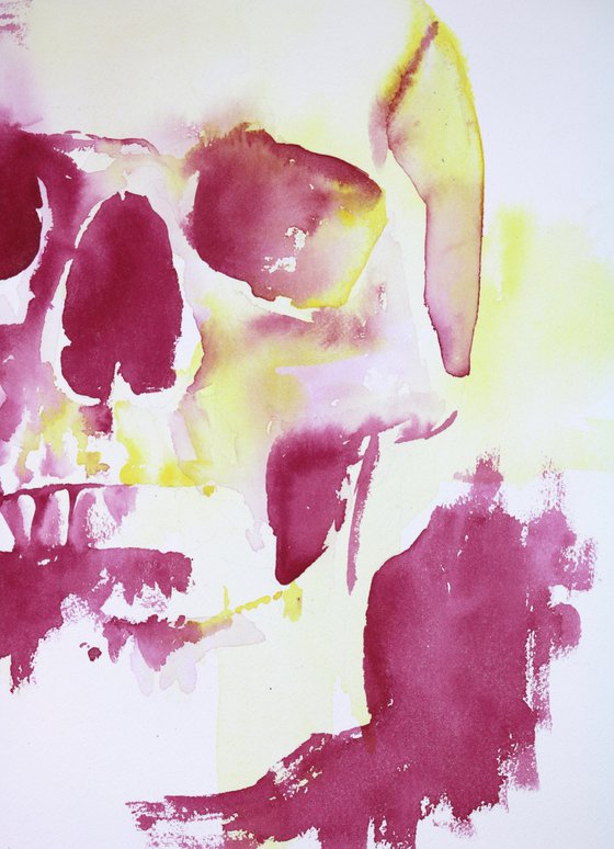 Skull in Violet and Yellow