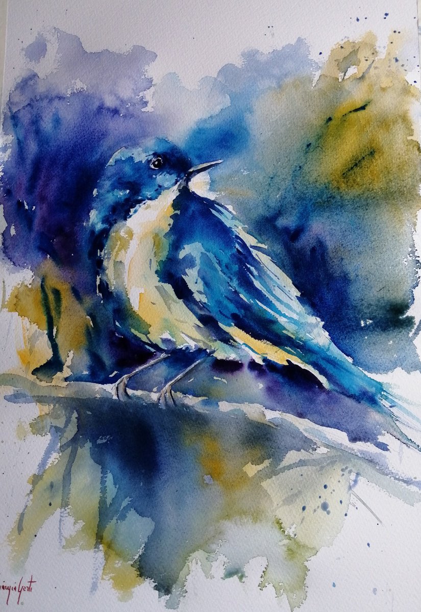 Impressionistic Animal Watercolour By Giorgio Gosti, 14 X 21, Bird 2, Original Artwork