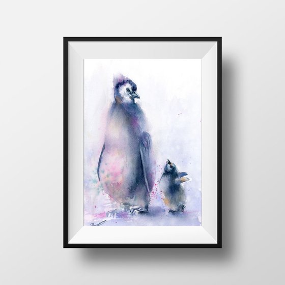 Little penguin with parent